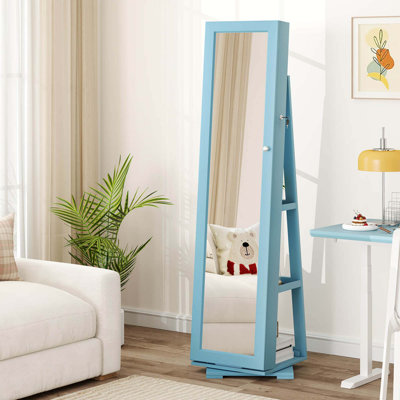Armoire à bijoux pivotante 360 ° 2-en-1 verrouillable en miroir 