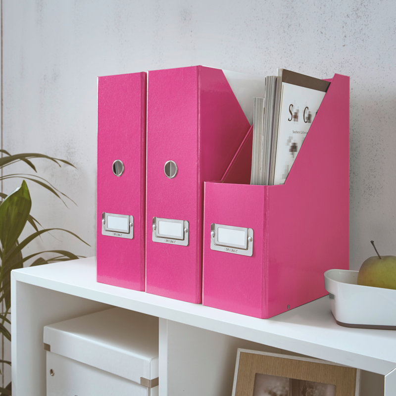 Cardboard Free Standing Magazine Rack, Pink
