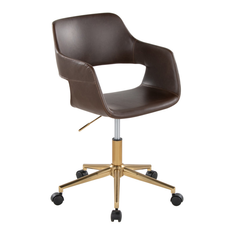 Chaise de bureau Shai, Espresso, Or