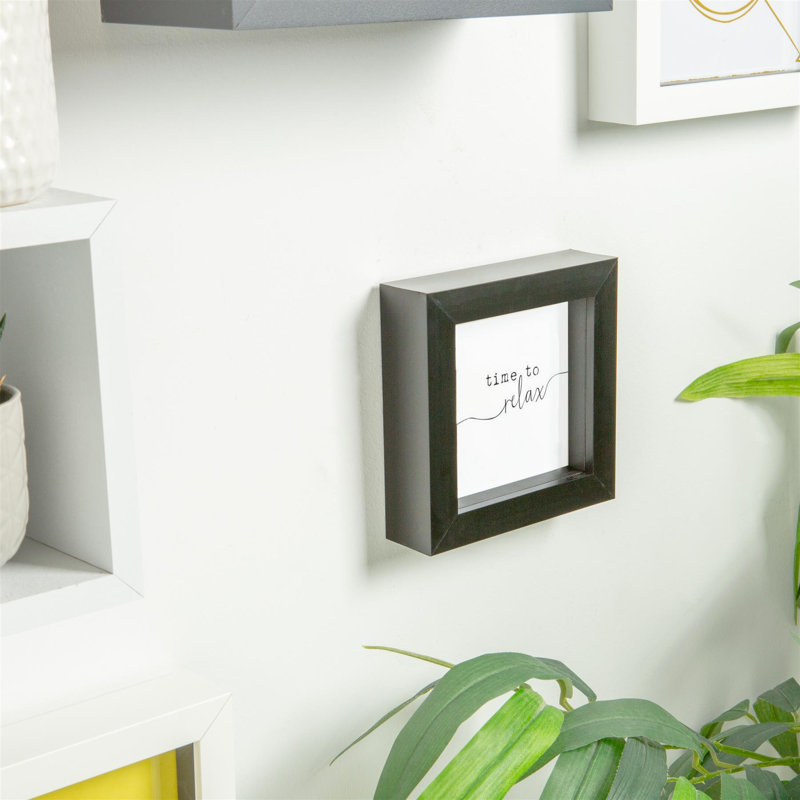 Nicola Spring - 3D Box Photo Frames - Pack of 5, 12.5cm H x 12.5cm W x 3.5cm D, Black