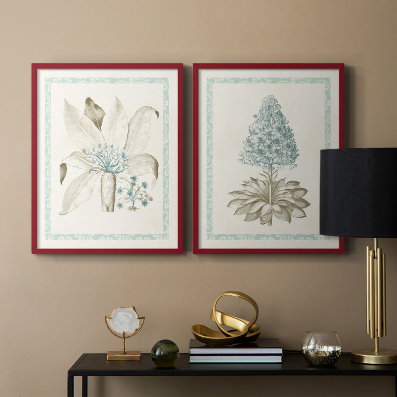 Reproduction encadrée Willow Blue Besler V-Premium - prête à être accrochée - aucun clou requis - aucun clou requis, Rouge