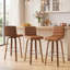 Tabouret de bar et de comptoir pivotant rembourré avec structure en bois massif et dossier en similicuir en forme de L-1724114213-1724114232