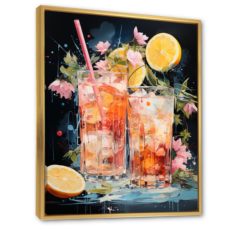 «Lanard Tropical Soda Cocktail IV», reproduction sur toile, H 44 po x l 34 po x P 1,5 po, Cadre flottant doré