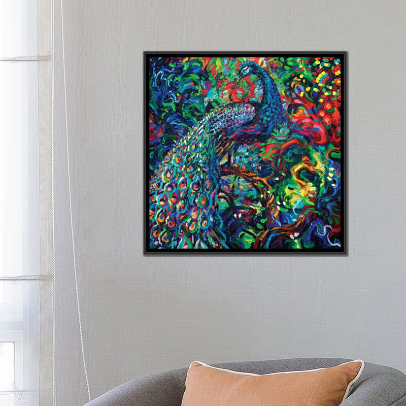 « oiseau view view », impression sur toile, H 18 po x l 18 po x P 1,5 po, Toile encadrée noire, Pas de tapis