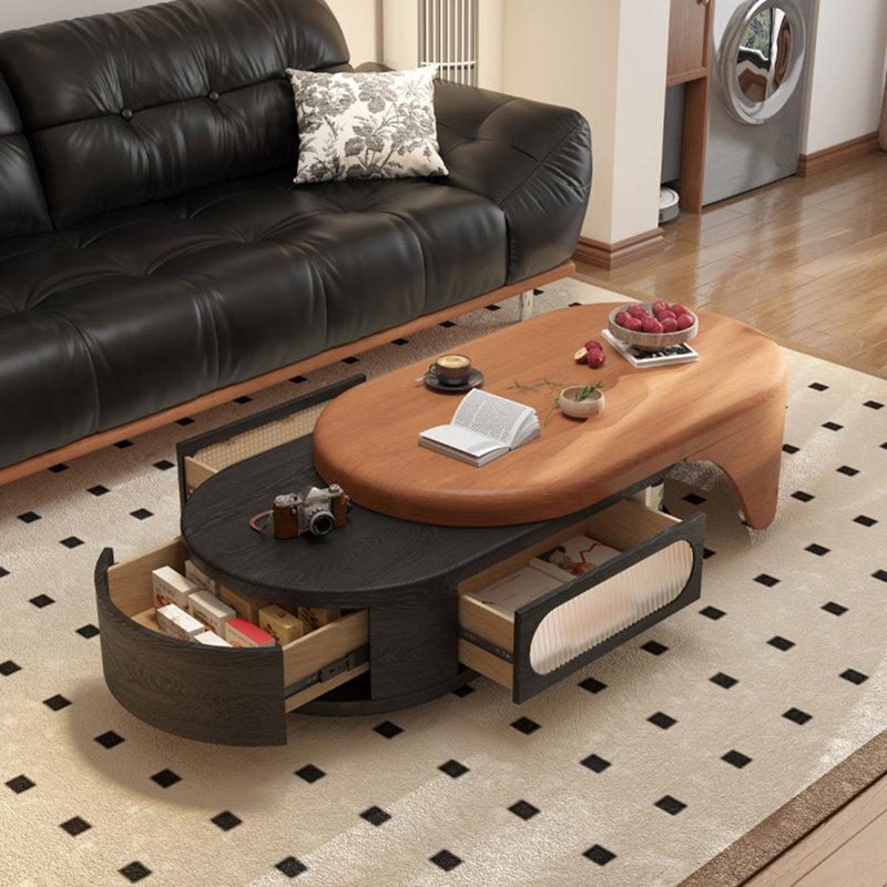 Table basse extensible avec rangement dissimulé, Noir