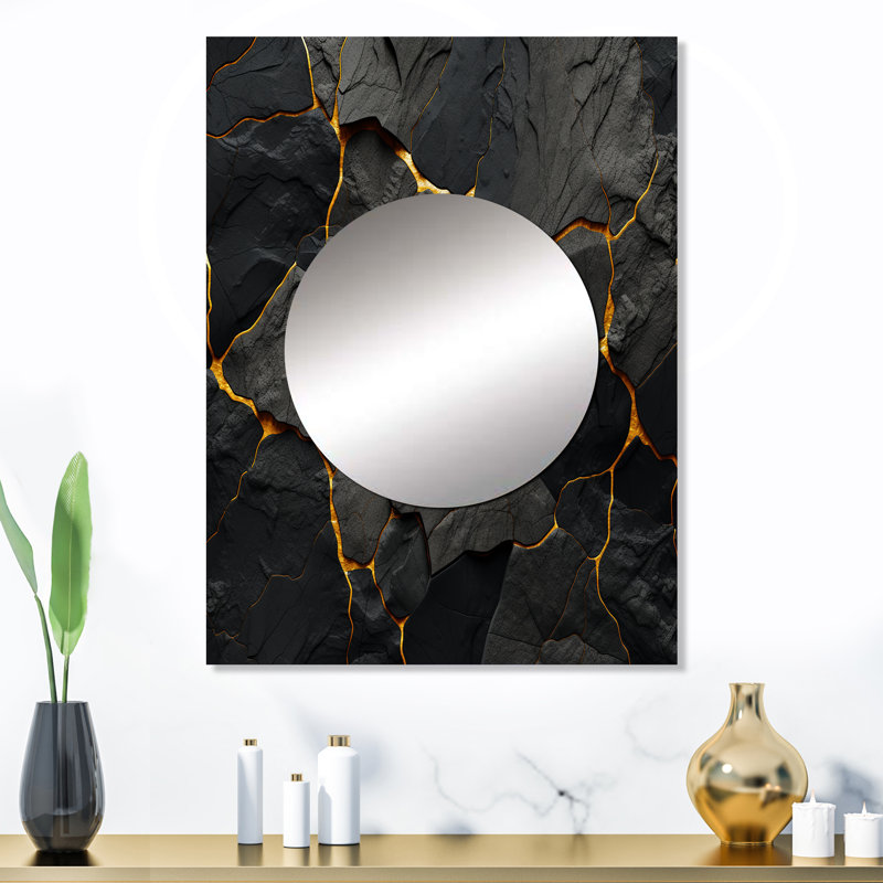 Mikkanen volcan volcaniques veines - volcan unique miroir mural, miroir traditionnel, impression d'art en métal