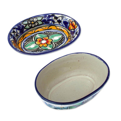 Porte-savon fleurs de cobalt