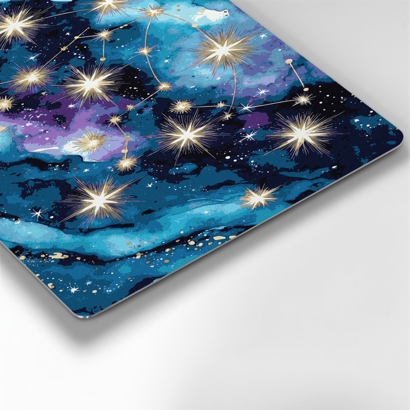 «Space Zodiac constellations», art mural en métal bleu, H 20 po x l 24 po
