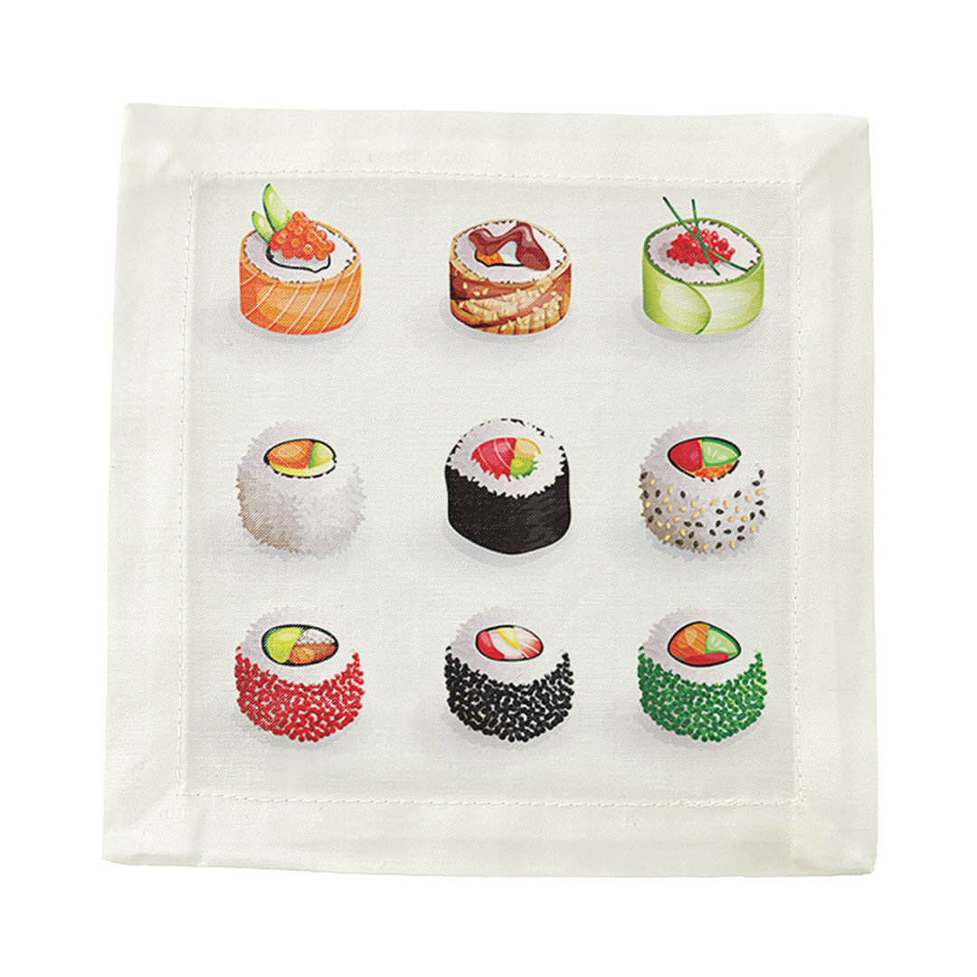 Sushi Go Cotton Sateen Cocktail Napkins (Set of 4) Nicolette Mayer