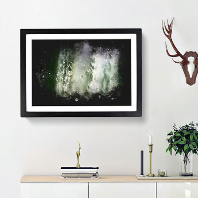 Bird Flying By The Waterfall Paint Splash - Framed Print