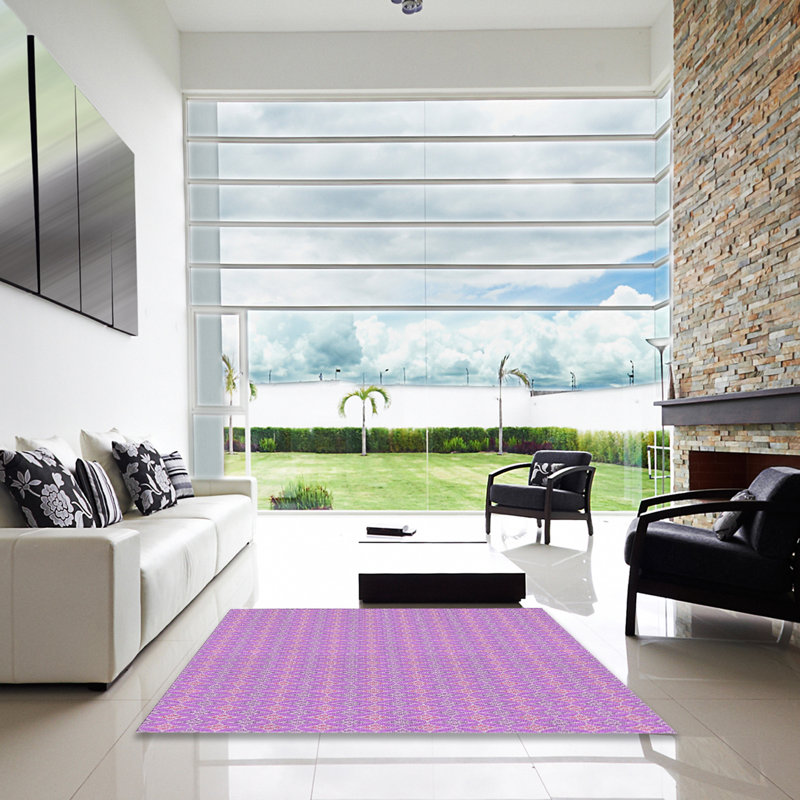 Tapis de zone rose à motif, Carré 7 pi