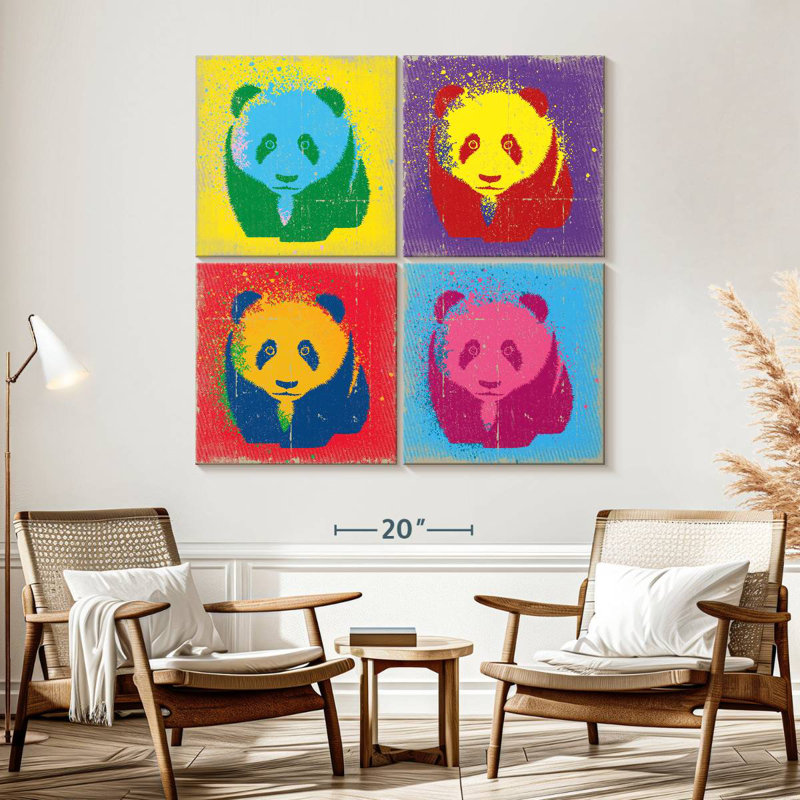 Brampt Paint Splash Pandas, H 57 po x l 57 po