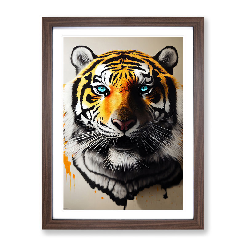 Splashed Tiger - Framed Print, 64cm H x 46cm W x 2cm D, Walnut Framed