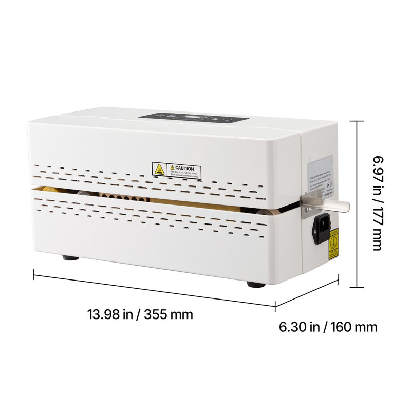Scelleuse automatique à bande continue avec contrôle numérique de la température, machine de thermosoudage 400W pour sacs en plastique et en aluminium, blanc