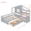 Lit simple simple avec canapé, lit plateforme pour enfants avec deux tiroirs et tablette de rangement-310936804