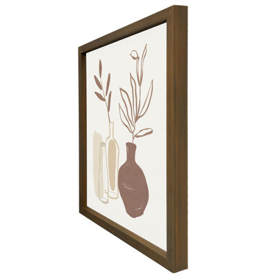 Modern Stemmed Vases 18 x 24 Brown Framed Print