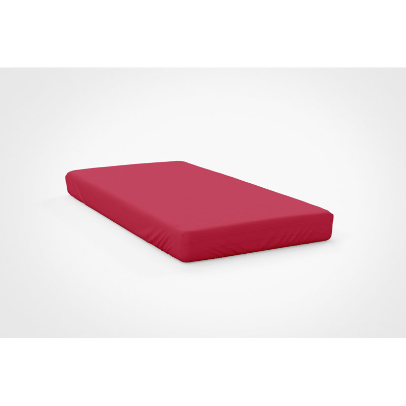 200 TC 50/50 Percale Polycotton Percale Fitted Sheet, Single (3'), Red