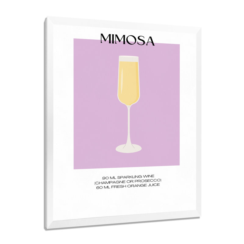 Champagne Mimosa, impression d'art mural, Cadre photo blanc, H 32 po x l 24 po