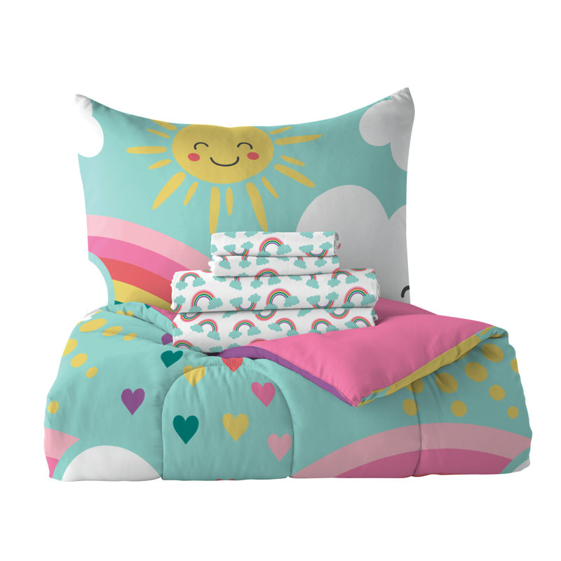 Twin Pink Microfiber Reversible Kids Bed in a Bag Set