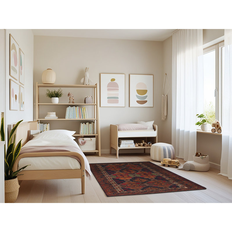 Tapis traditionnel rouge / brun Alcone, Rectangle 4 pi x 6 pi
