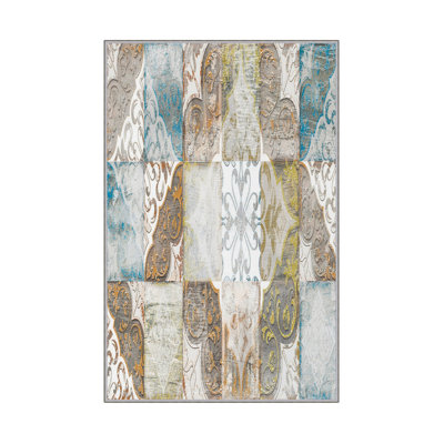 Antibacterial Hall Carpet (2.6 x 6.6 Ft) | 100% Polyester, 0.4 in Pile Height | Non-Slip PVC Dot Underside, Machine Washable | 3D Digital Printing, Durable & Stylish for Entryways, Living Rooms & More