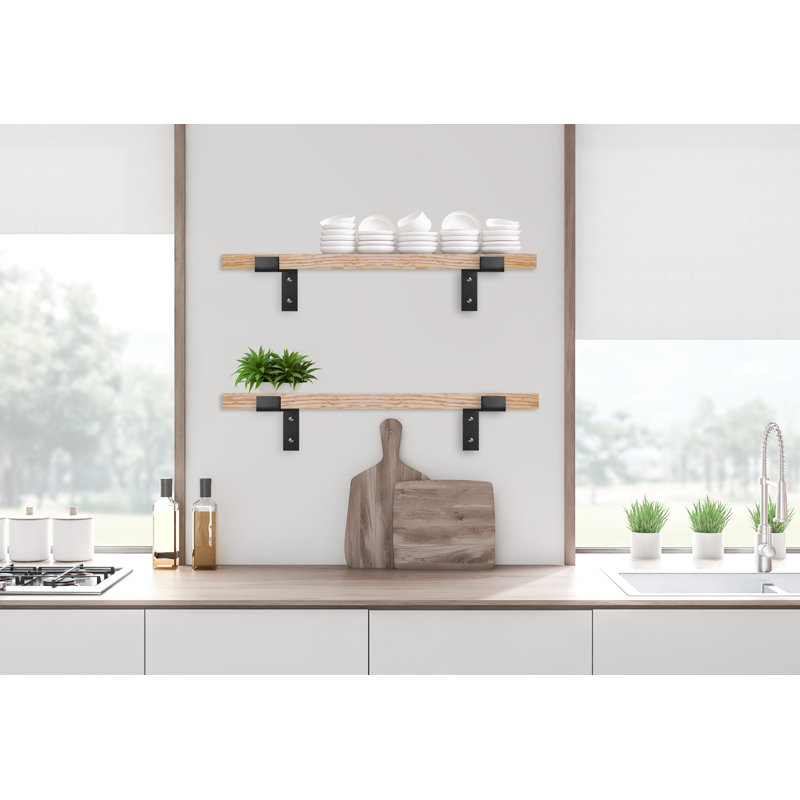 Tablette de support 2 pièces Teeanna, H 1 po x l 43 po x P 6 po, Naturel