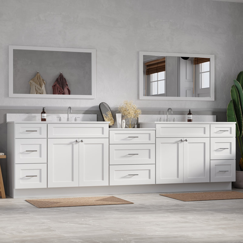  Dessus de meuble-lavabo double 114 po Shaker, 115", Blanc
