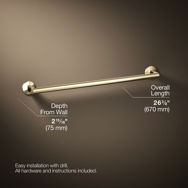 Components Towel Bar, 24"W, Vibrant French Gold