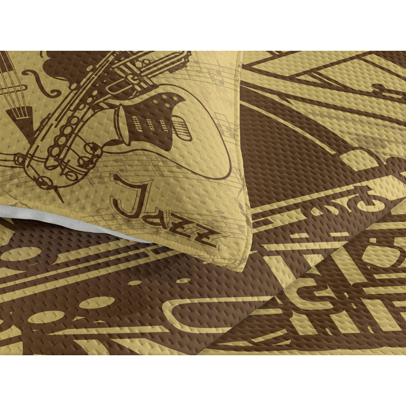 Music Traditional Polyester Coverlet, King Bedspread + 2 Shams