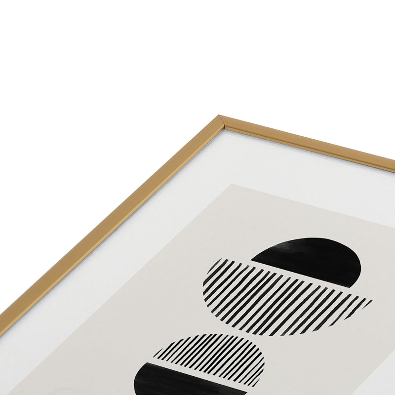 Balancing Stripes No1 noir encadré sur papier, Or, H 10 po x l 8 po