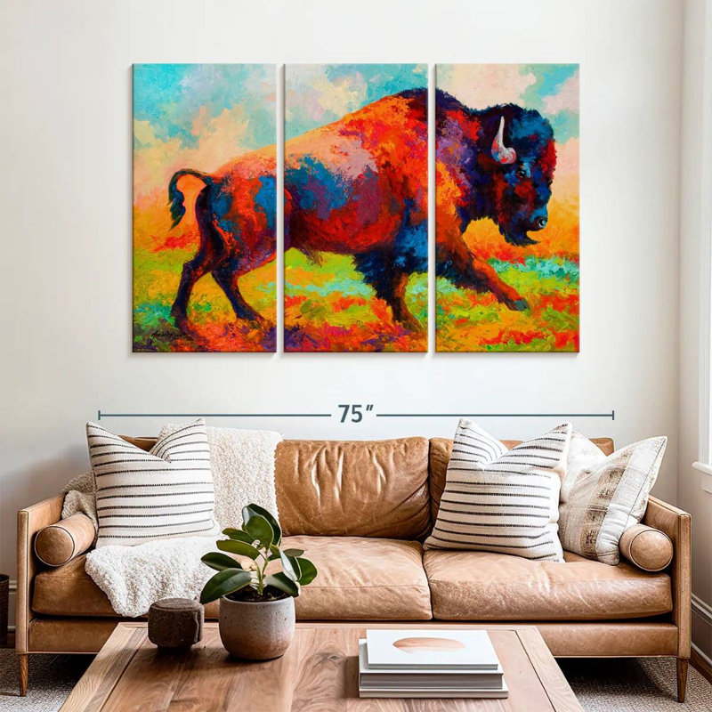 Brampt Bison Running Free, 42" H x 65" W