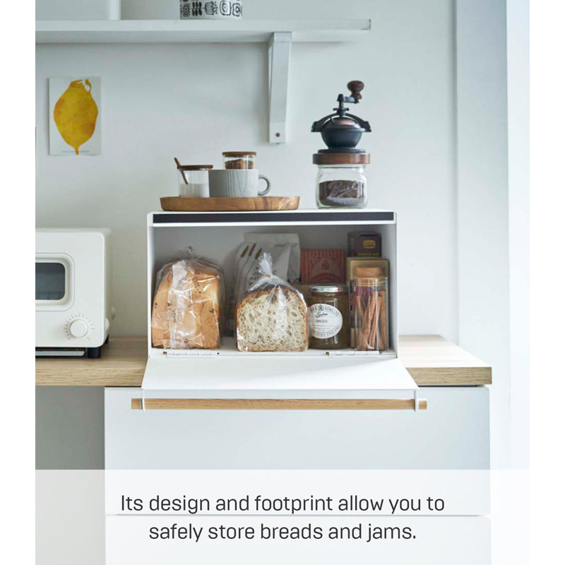 White Steel and Wood Two-Tier Bread Box