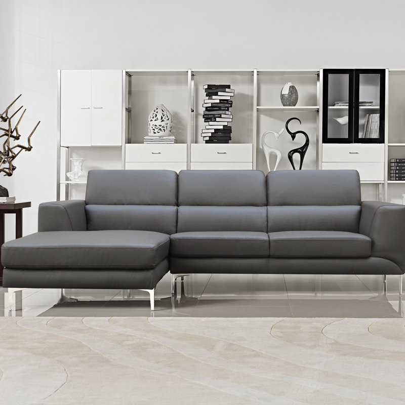 Nelda Faux Leather L-Shaped Sectional, Left Hand Facing