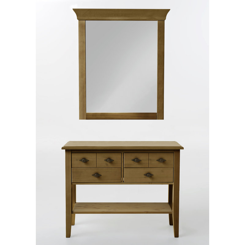 Frida Wood Flat Wall Mirror, Brown/Brown