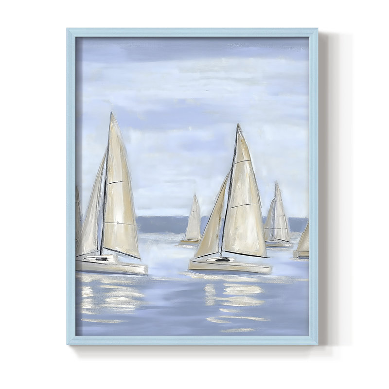 NAUTICAL Series V, reproduction encadrée - bois massif, Bleu, H 11 po x l 9 po