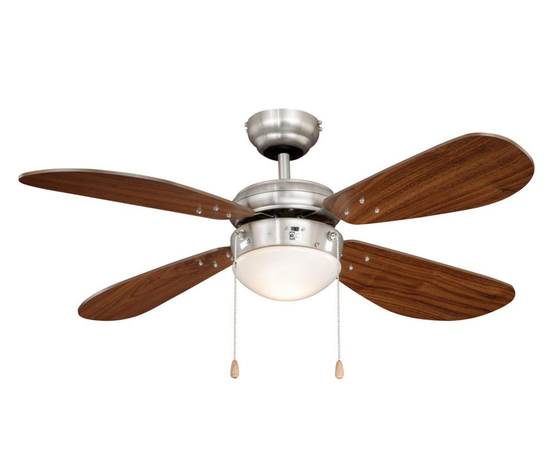 Nayeli 107cm Ceiling Fan with Light Kit, Walnut, Satined Nickel
