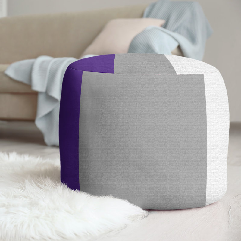 Repose-pieds cubique à rayures 21" kansas, Mauve / Gris / Blanc