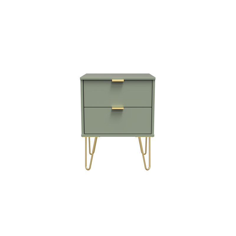 Fully Assembled Amaana 2 Drawer Bedside Table, Green