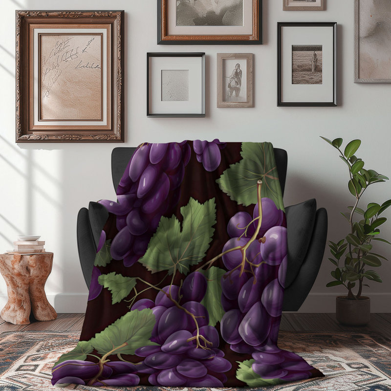 Vineyard Jewel Medley - 1 Piece Premium Sherpa Bla Throw Blanket, Twin