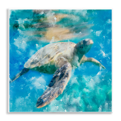 Aquatic Swimming Sea Turtle Wall Plaque Art by Kim Allen