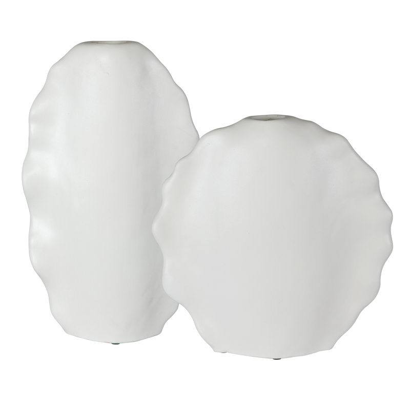 Vases blancs modernes Pearlena Orren Ellis Ruffled Feathers, S / 2