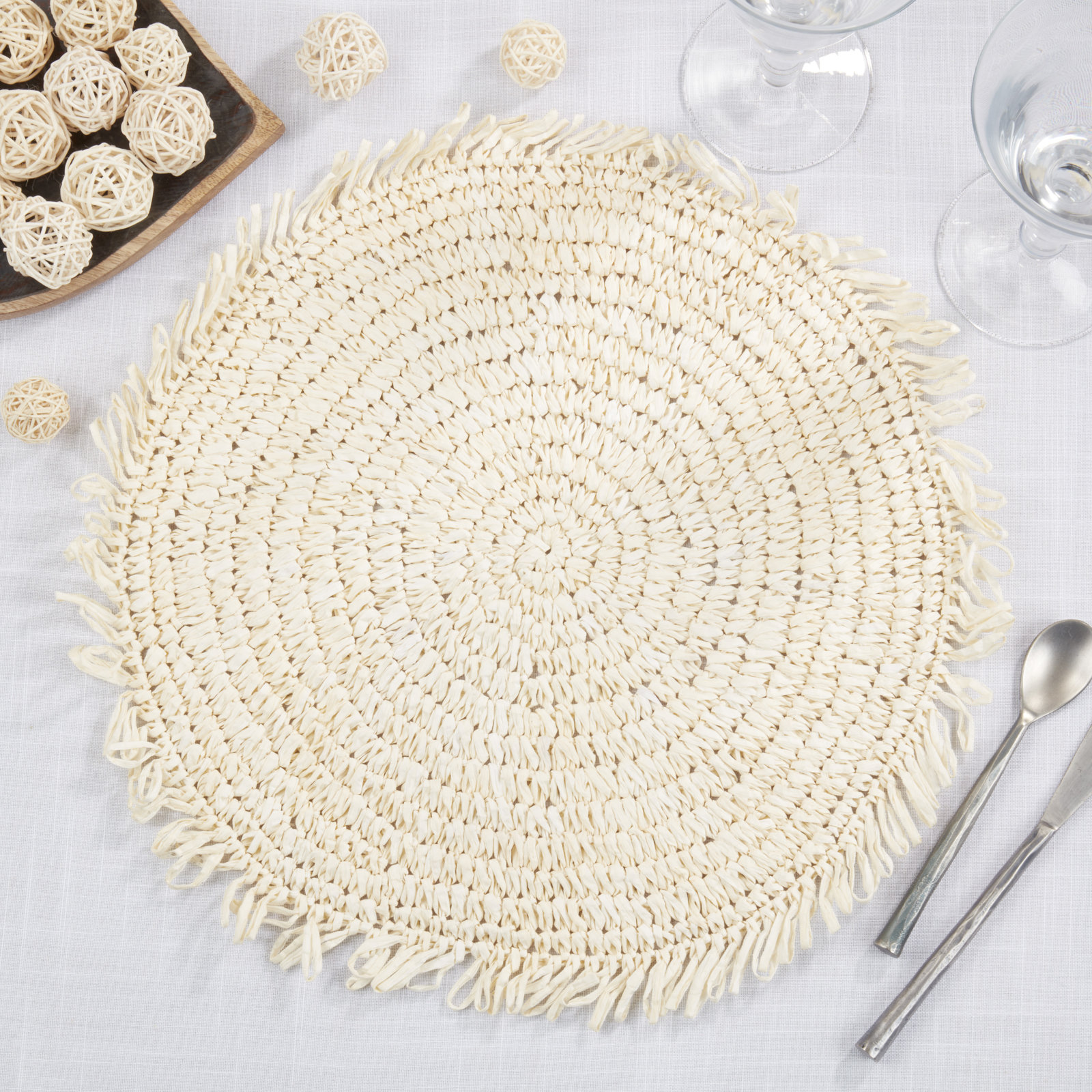 Kiri Collection Kiri Reversible Placemat, Ivory