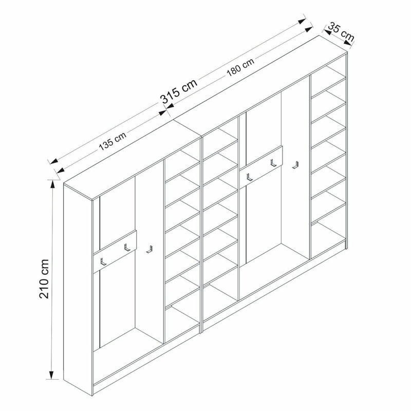 Nichlas Hall Tree 315cm Wide, White