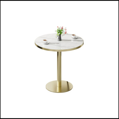 Round Modern Dining Table With Faux Marble Top, Easy Assembly, Sturdy Metal Frame For Elegant And Durable Dining