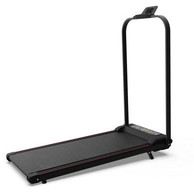 Tapis de marche pliable et portable à utiliser sous un bureau, avec barre d'inclinaison réglable, moteur de 2 CV, vitesse réglable de 0,8 à 8 km/h, écran DEL pour les mesures en temps réel, barre d'inclinaison au design compact.