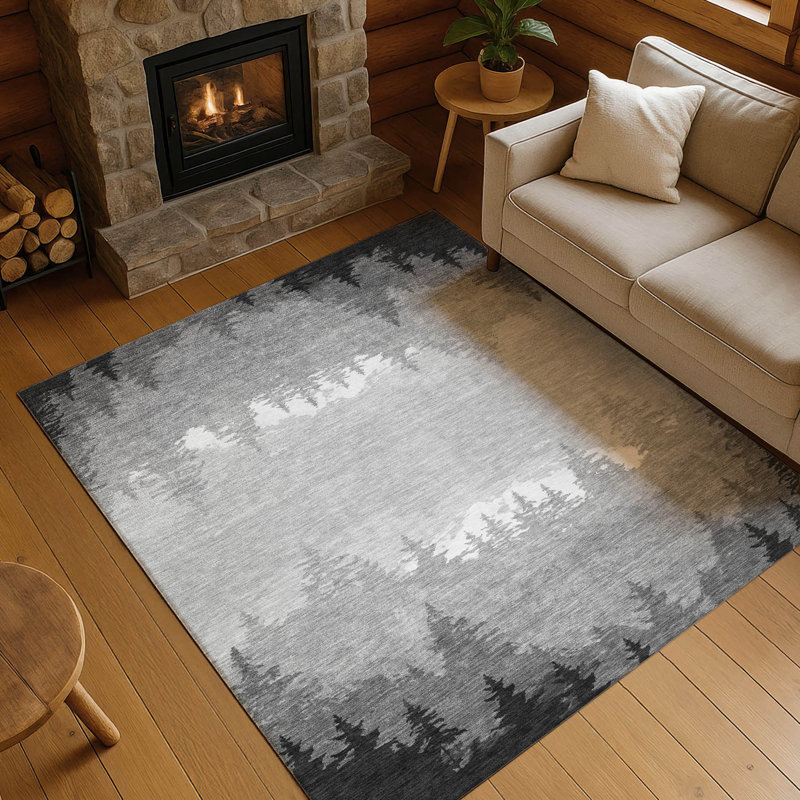 Machine Washable Indoor/Outdoor Chantille ACN2861 Lodge Rug, Gray, 10' x 14'