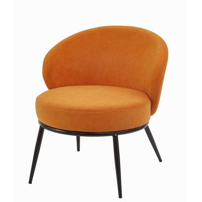 Chaise d'appoint ronde en velours, fauteuil rembourré de style moderne Mid-Century avec pieds en métal, chaise d'appoint confortable pour chambre à coucher