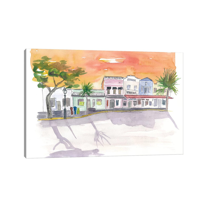 Shops On Duval St Key West Fl by Markus & Martina Bleichner - Painting on Canvas, Wrapped Canvas