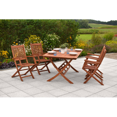 Colfax 4 - Person Eucalyptus Solid Wood Patio Dining Set Rectangular Table