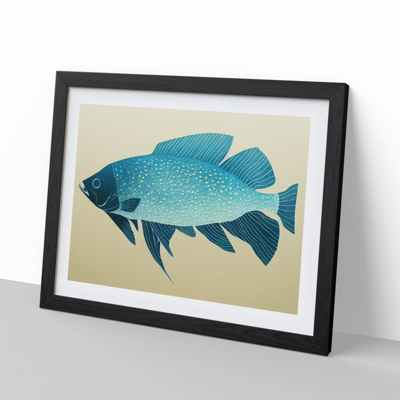 XH1022-7820X Showstopping Fish - Single Picture Frame Print, 46cm H x 64cm W x 2cm D, Black